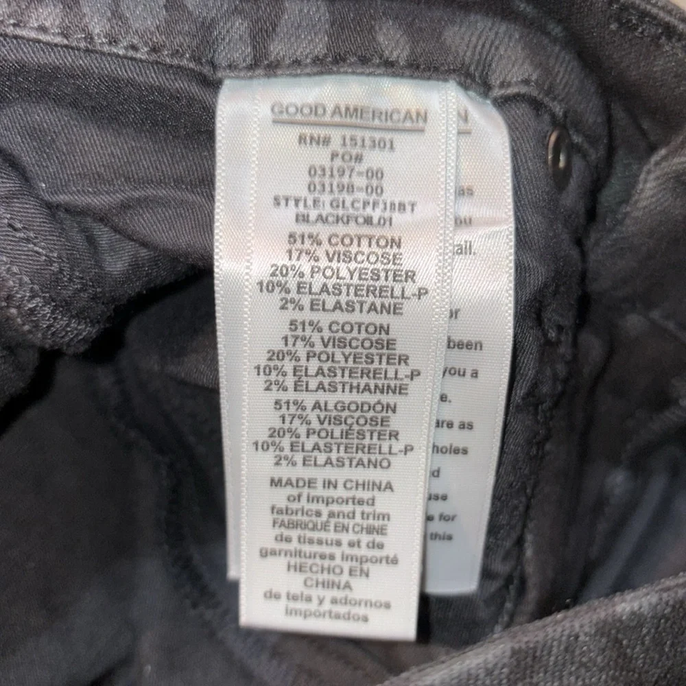 Good American Good Legs Crop Animal Print Jean Size 27 / 4 Black STRETCH! - Picture 15 of 15